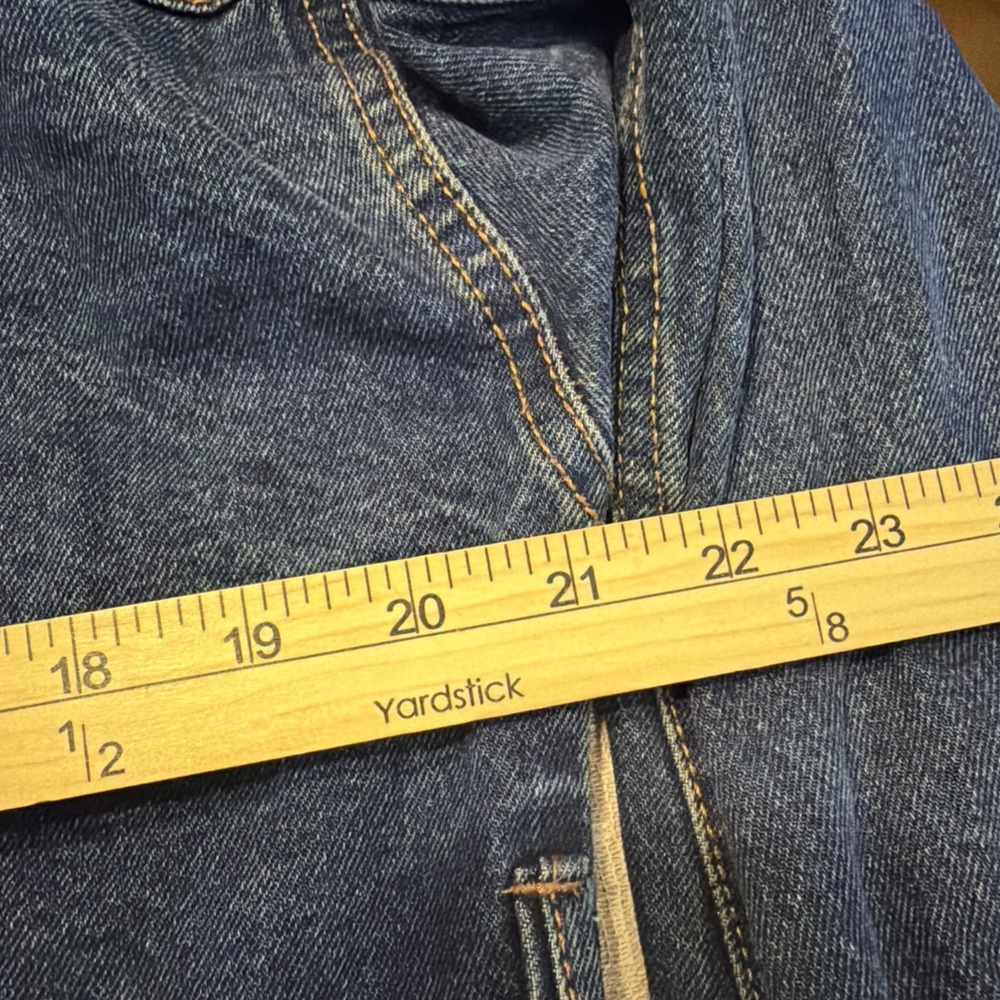 Ex Boyfriend Trucker Grunge Denim Jacket Lagen Ranch Cowgirl Meas. In Pics S - Picture 3 of 9